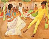 Baile en The by Diego Rivera